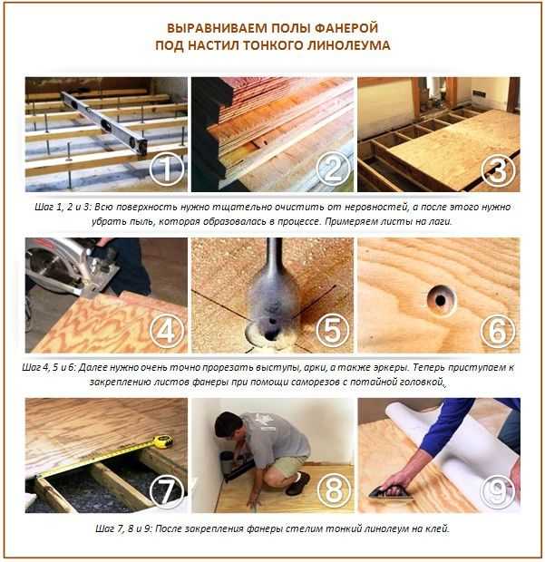 Укладка линолеума на фанеру: как класть на деревянный пол, какую лучше выбрать толщину и как стелить подложку на бетонную поверхность