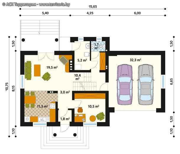 Особенности планировки дома с гаражом на одну и две машины