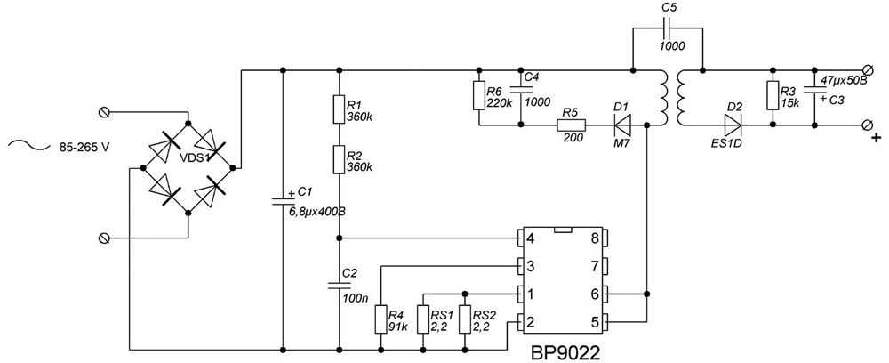 Схема драйвера для светодиодов 220