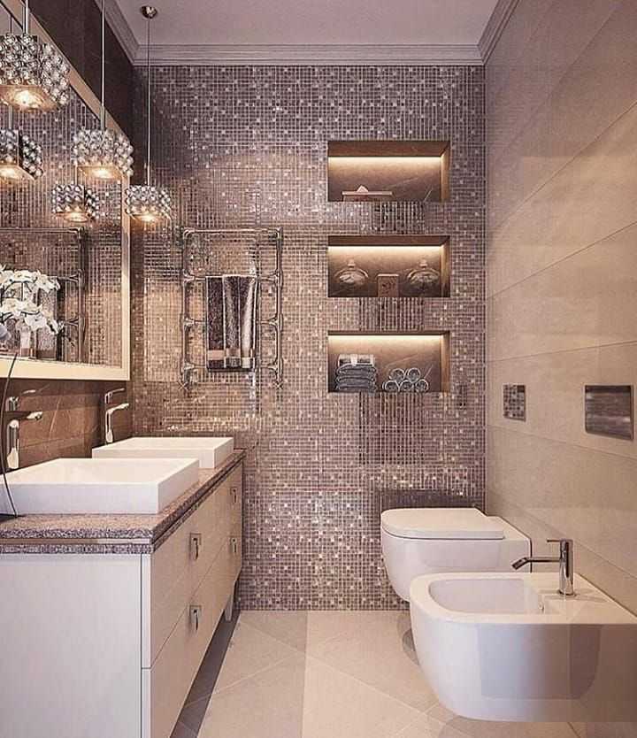 Примеры модной плитки для маленькой ванной комнаты 2020: 50 фото