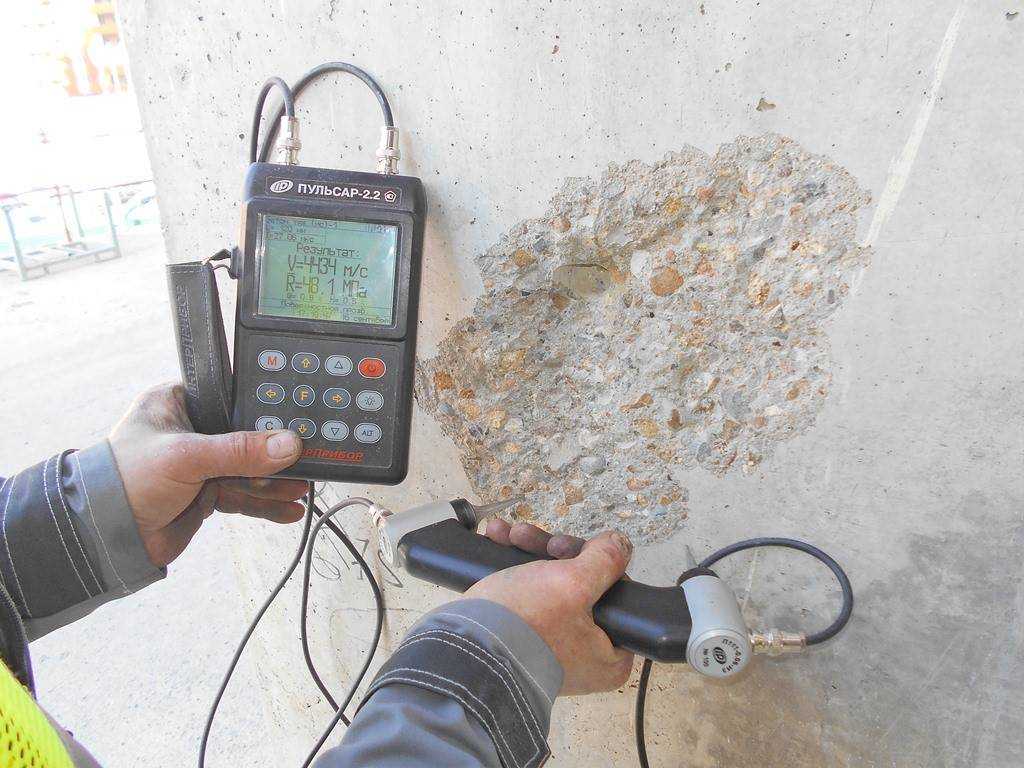 Определение прочности бетона неразрушающим методом