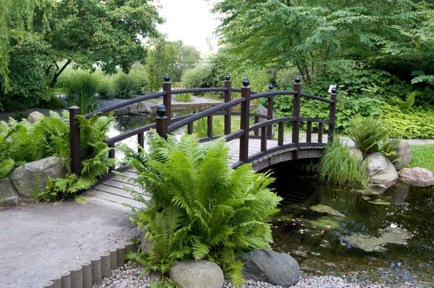Декоративные мостики для сада и фото садовых ландшафтных мостиков через пруд на даче