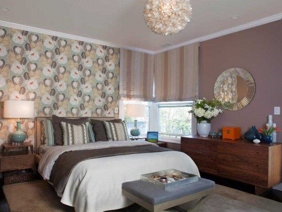 Спальня с обоями двух цветов: 210+[фото] лучшие идеи