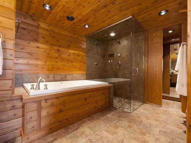 Ванная в деревянном доме — правила отделки, подвода коммуникаций и размещения основных элементов ванной комнаты (130 фото)