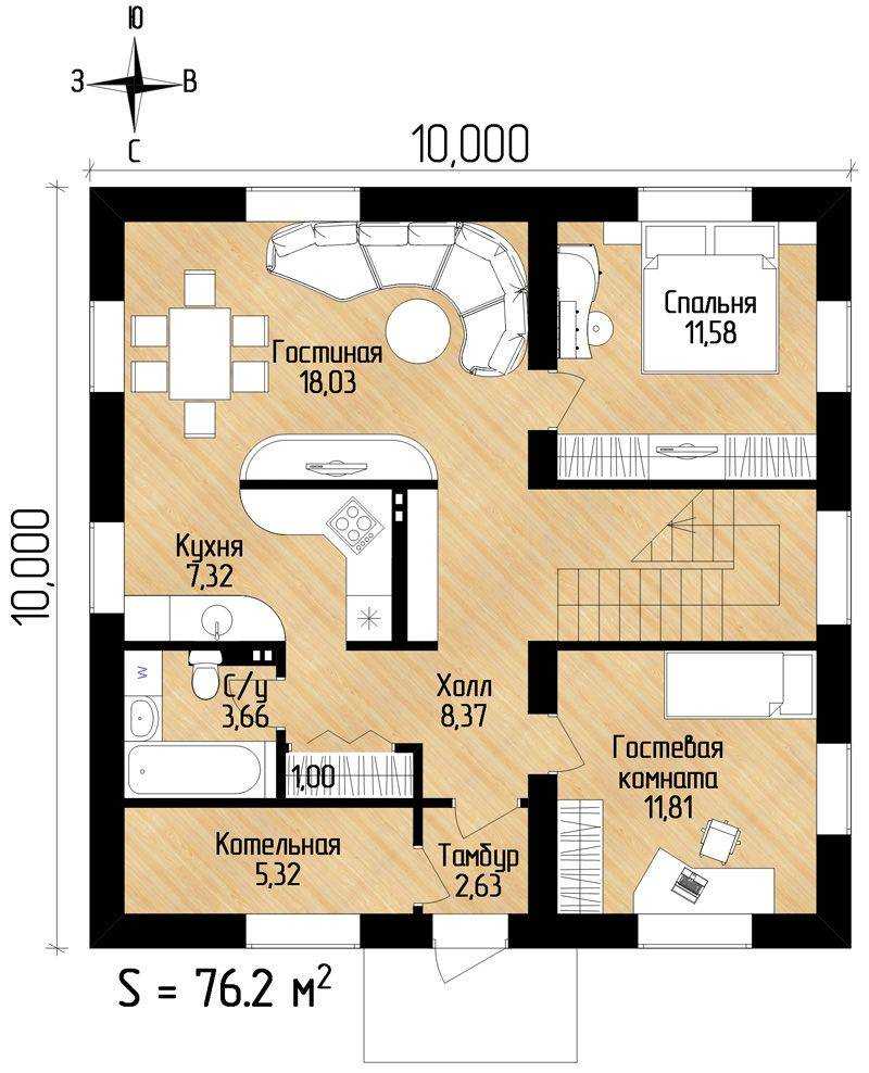 Дом 6 на 6: планировка одноэтажных или двухэтажных домов