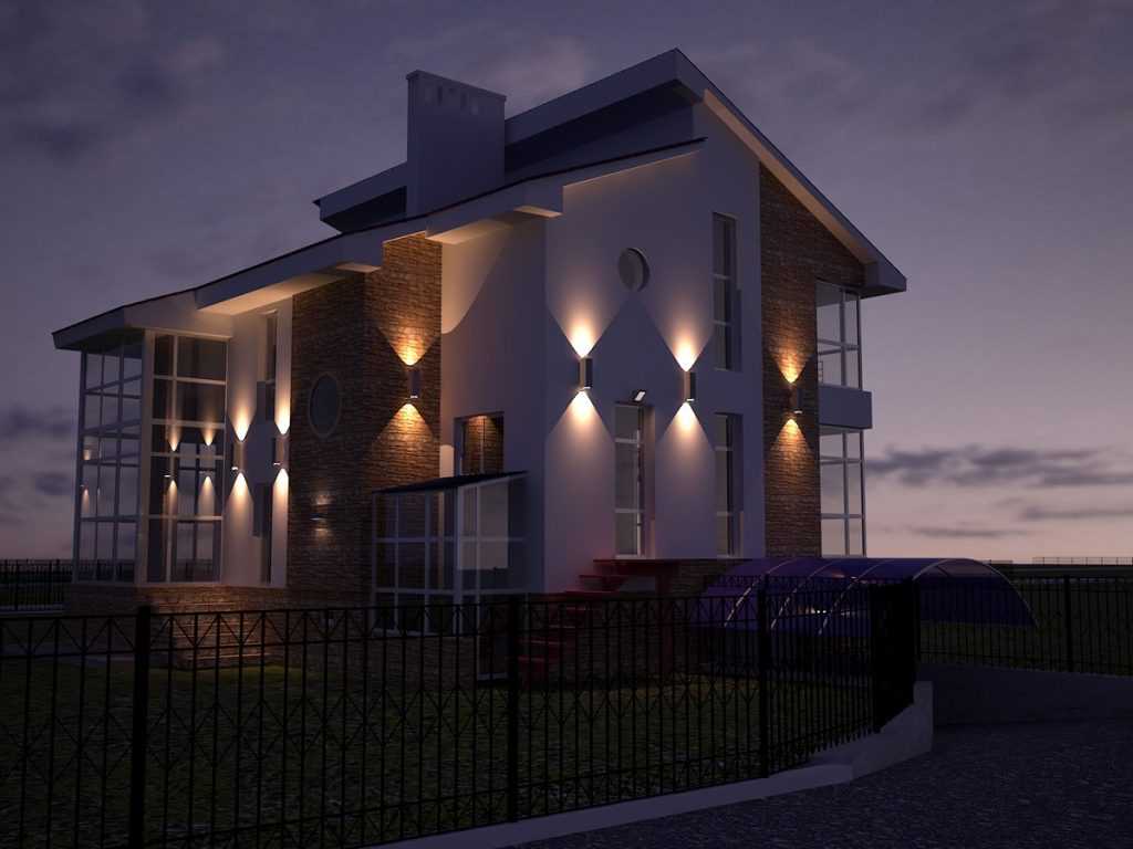Современное фасадное освещение дома - выбор проекта, оценка эффективности схемы освещения и монтаж системы освещения своими руками (120 фото и видео)