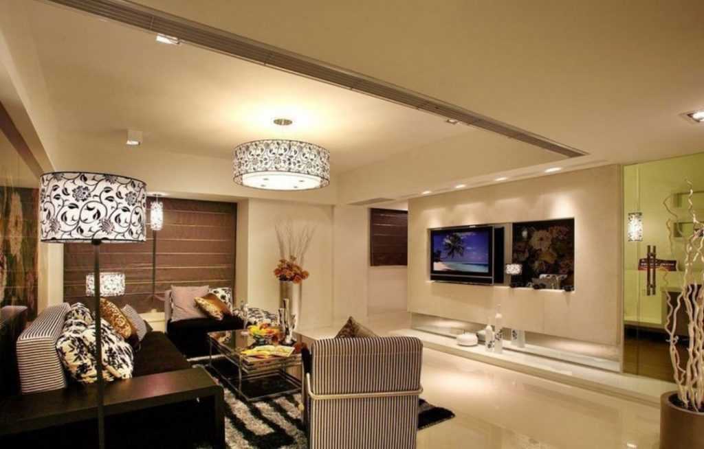 Освещение в гостиной: без люстры зал, комнаты дизайн большой, фото правильной столовой, светодиоды дополнительные