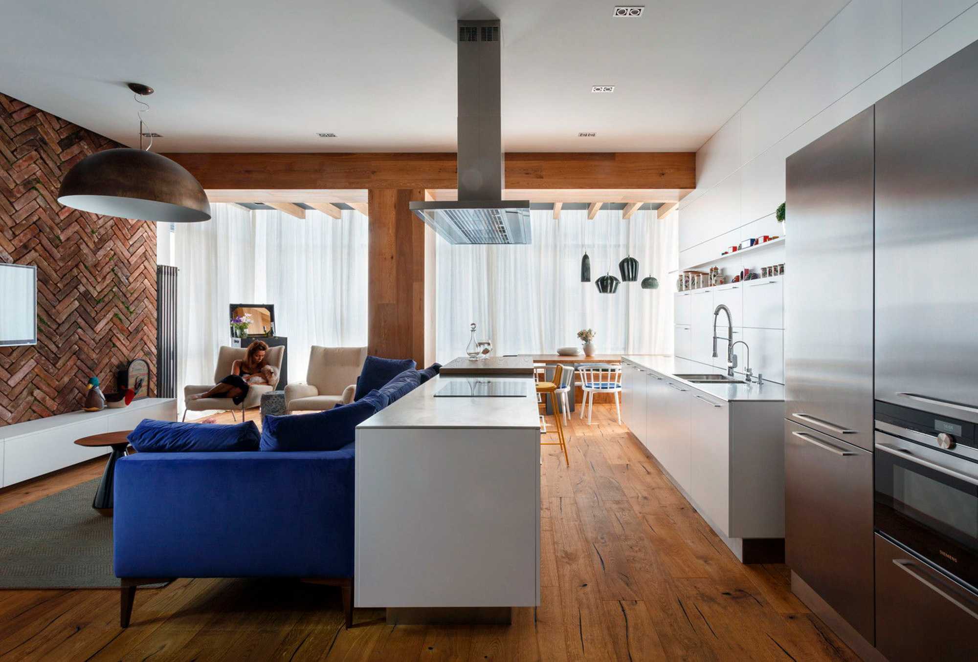 Современный дизайн кухни-столовой-гостиной: планировки, идеи интерьера, фото