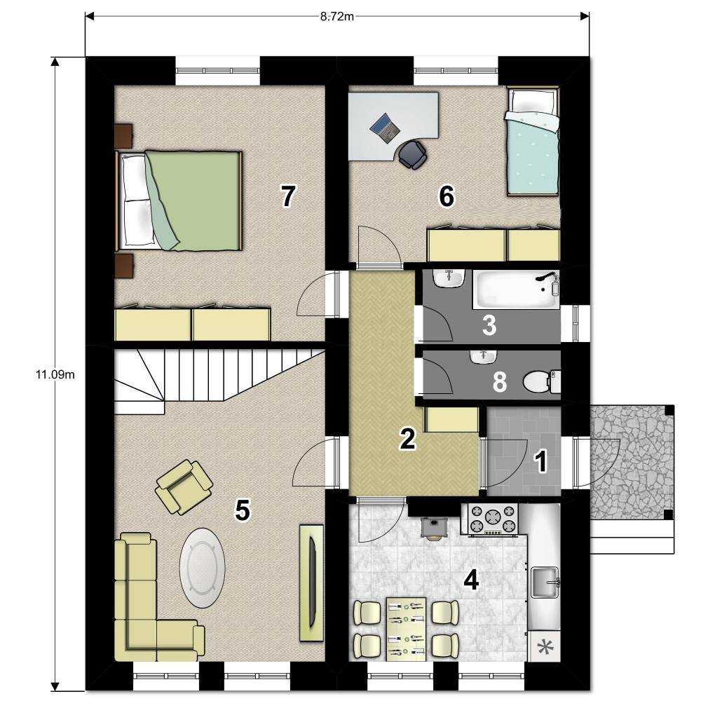 План одноэтажного дома и особенности создания уютного пространства Примеры готовых планировок для строительства домов Достоинства и недостатки построек