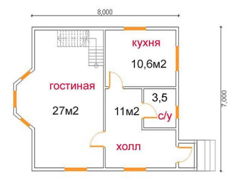 Проект дома 8 на 6 м - варианты планировок (50 фото): двухэтажный и одноэтажный дачный коттедж с туалетом и санузлом