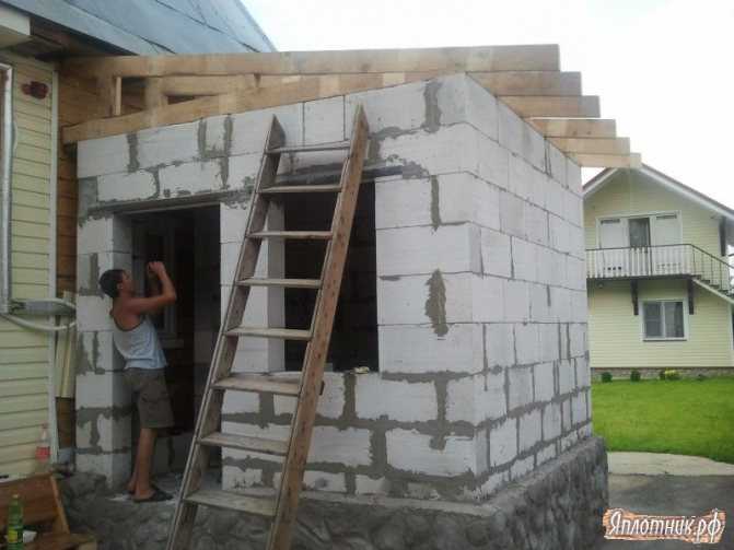 Каркасная пристройка к дому из пенобетонных блоков: строительство