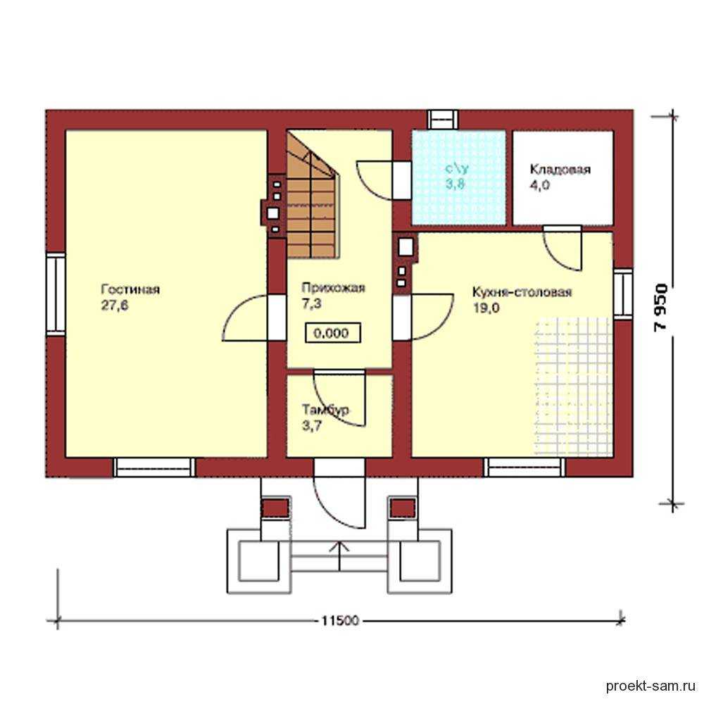 Дом 6 на 8: планировка и проекты каркасных построек, из бруса, кирпича, пеноблока, одноэтажные, с кательной либо печкой