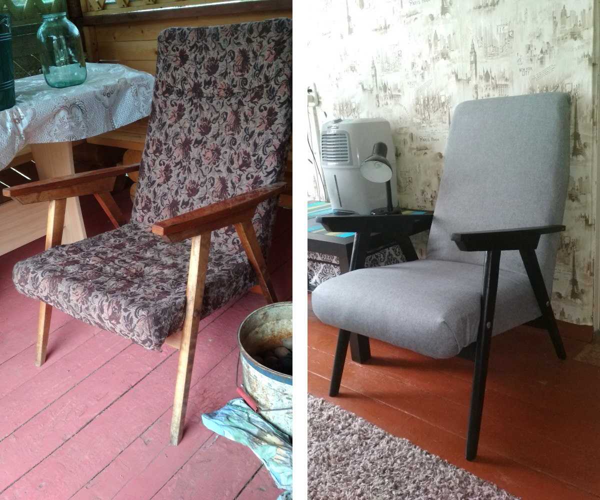 фото реставрации кресла с деревянными