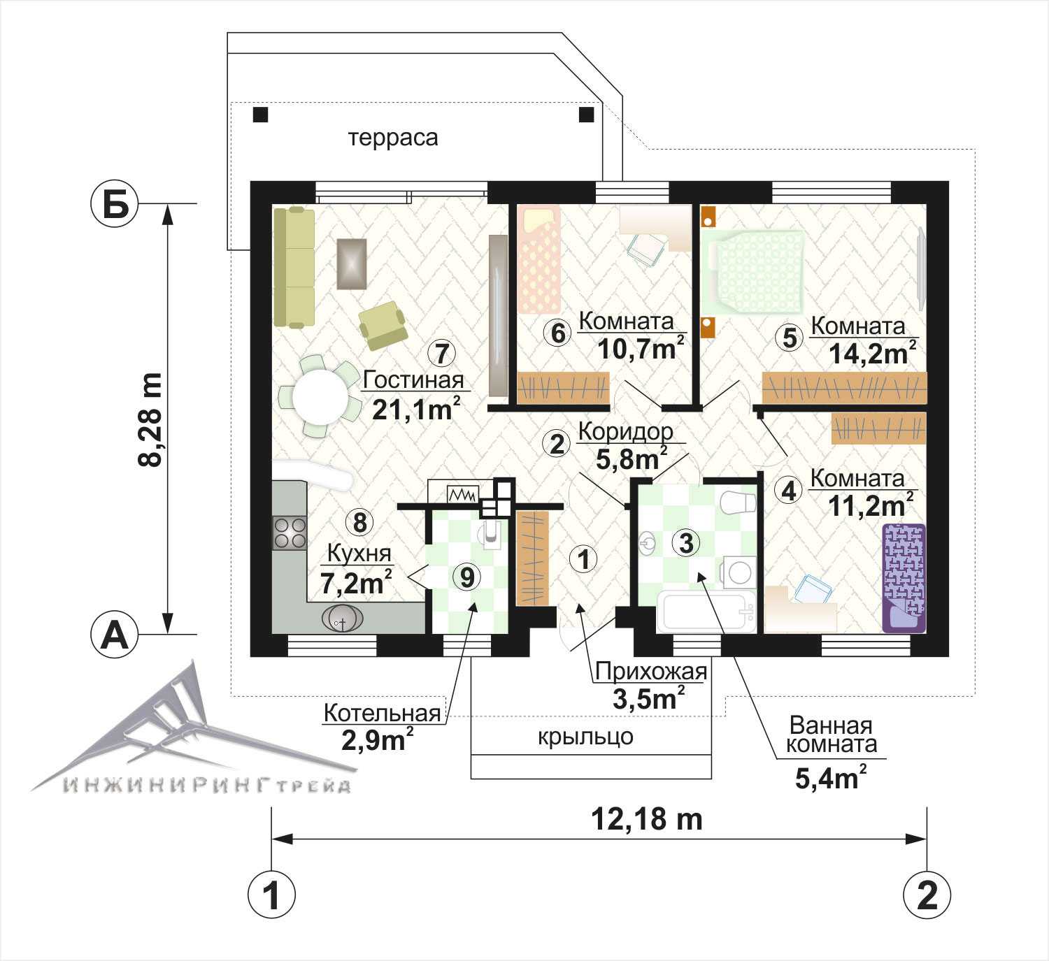 Планировка одноэтажного дома 100 м²: основные преимущества и особенности проекта