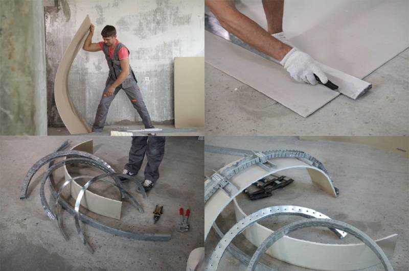 Как согнуть гипсокартон полукругом: сделать стену, для потолка, видео